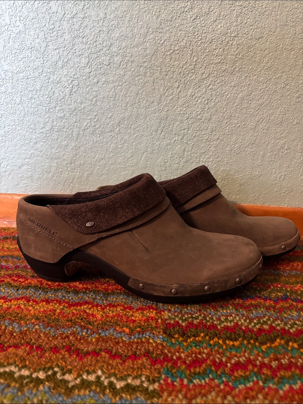 Merrell Grey Slip-On Drizzle Leather Mule Clogs, Women’s size 10 - like new - Picture 3 of 8